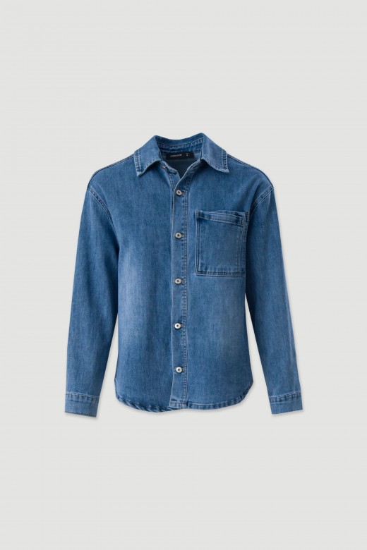 Camisa de ganga com bolso