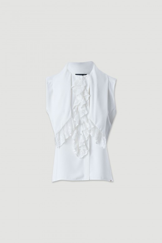 Blusa cintada com folho