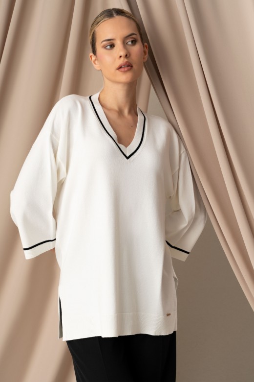 Pull en maille fluide avec dtail contrastant
