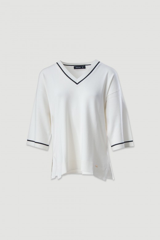Pull en maille fluide avec dtail contrastant