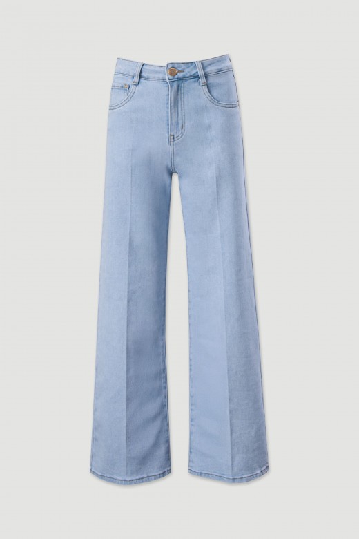 Jeans wide leg de cintura subida