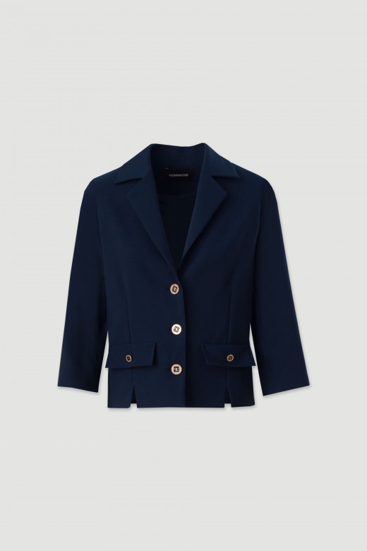 Blazer clssico curto com colarinho
