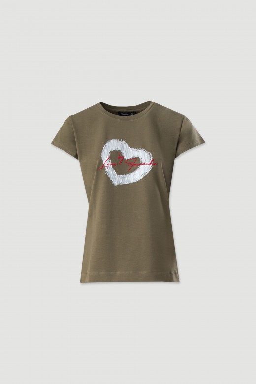 Basic t-shirt with print and embroidery