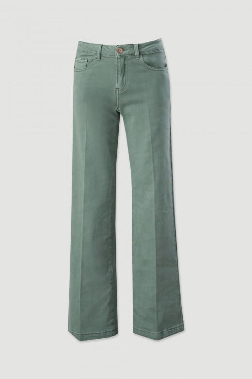 Straight jeans com mistura de algodo
