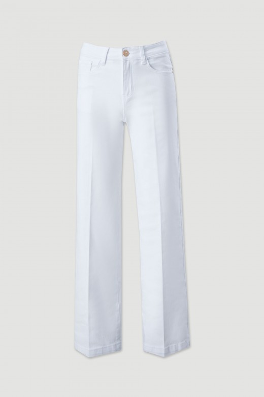 Straight jeans com mistura de algodo