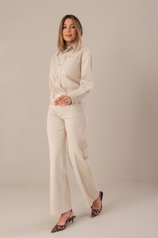 Straight jeans com mistura de algodo