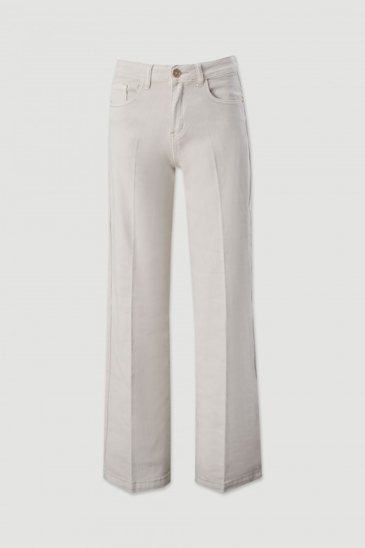 Straight jeans com mistura de algodo