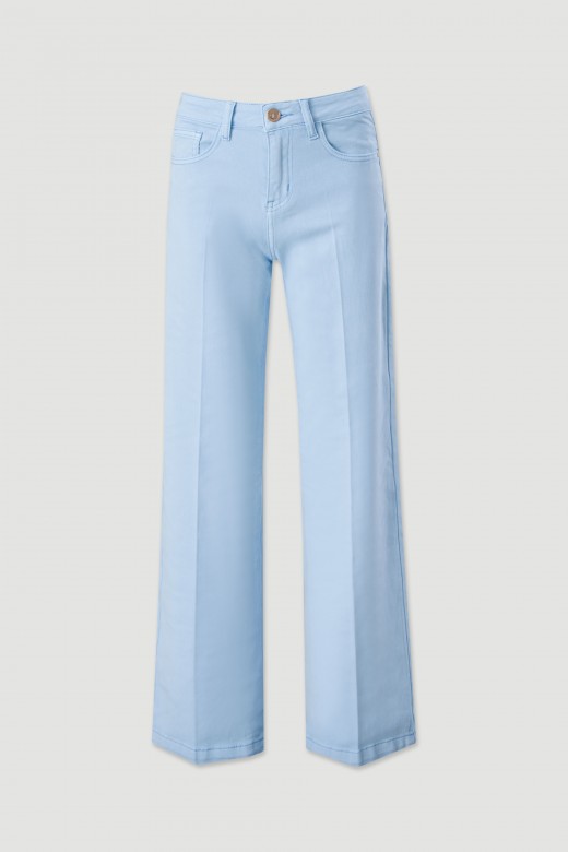 Straight jeans com mistura de algodo