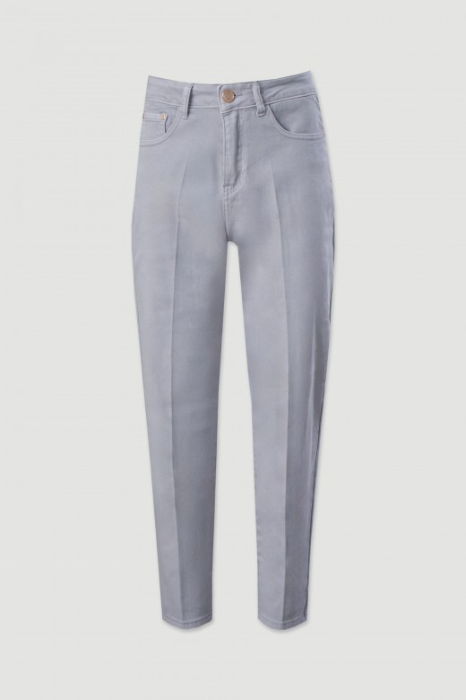Mom fit jeans com mistura de algodo