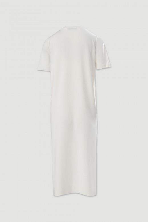 Vestido midi de malha com manga curta