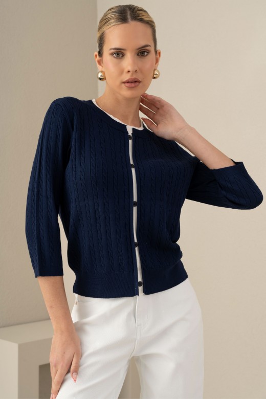 Camisola de malha efeito casaco