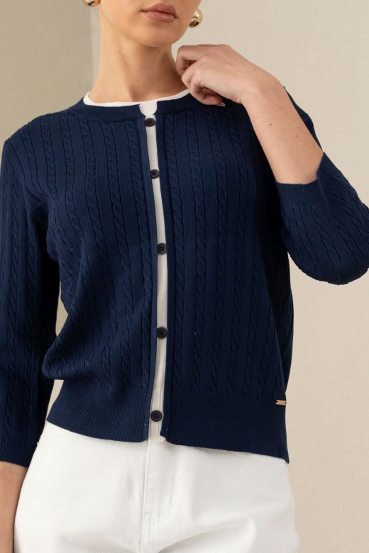 Camisola de malha efeito casaco