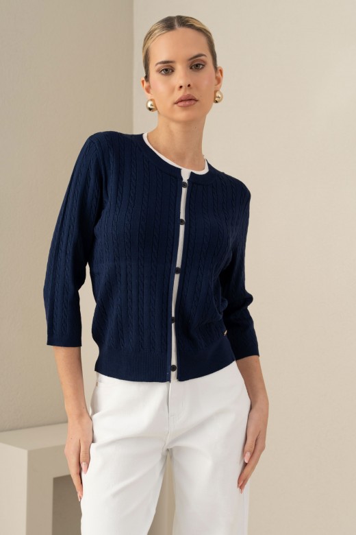 Camisola de malha efeito casaco