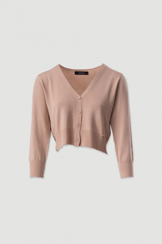 Conjunto de malha fina: casaco curto com top