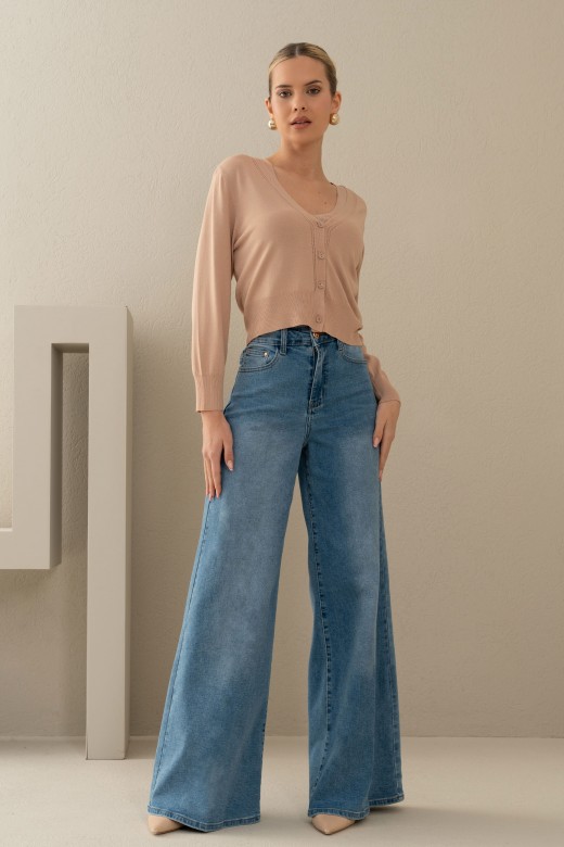 Jeans wide leg de cintura subida