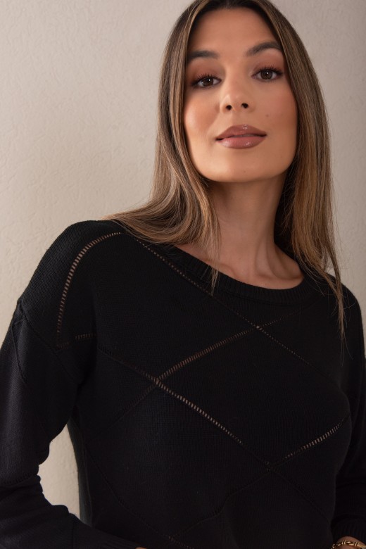 Camisola de malha com detalhe perfurado