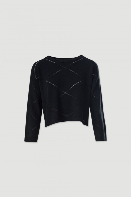 Camisola de malha com detalhe perfurado