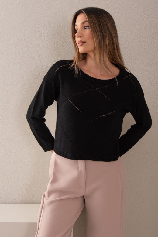 Camisola de malha com detalhe perfurado