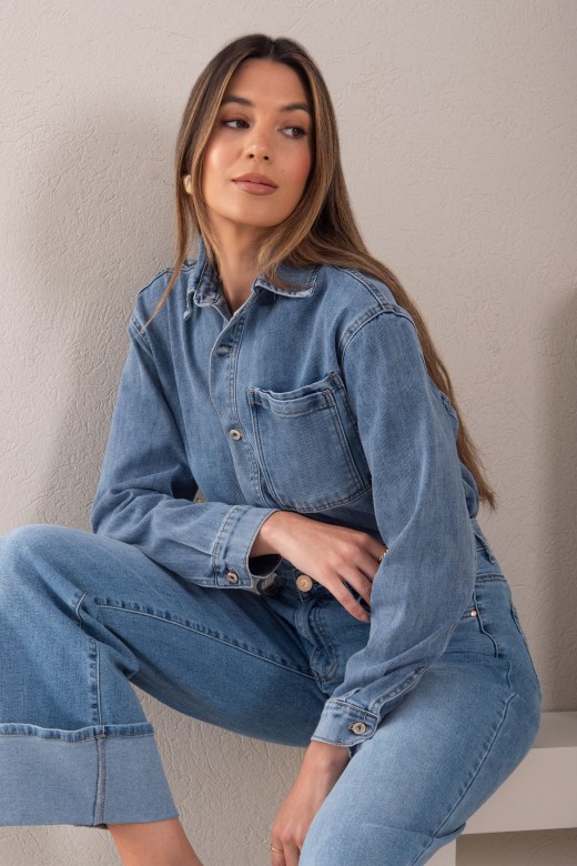 Camisa de ganga com bolso