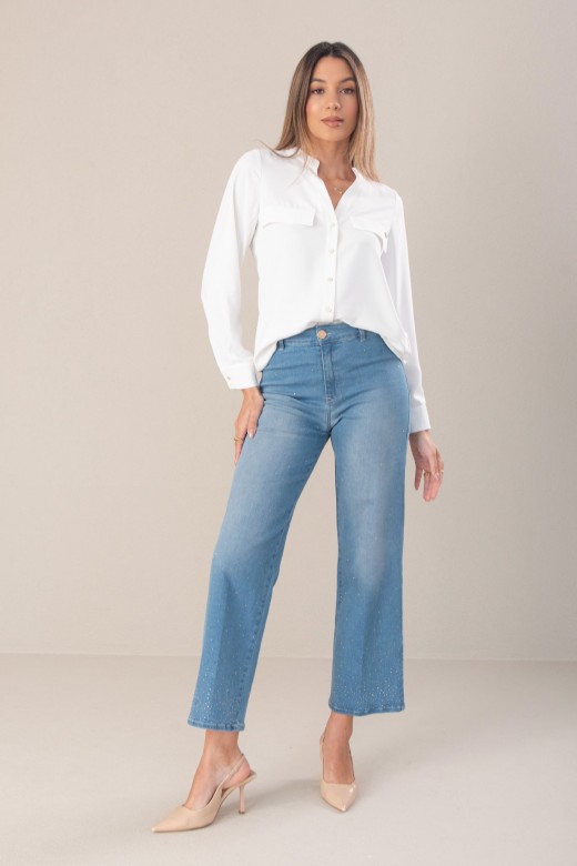 V-neck blouse with pocket detail