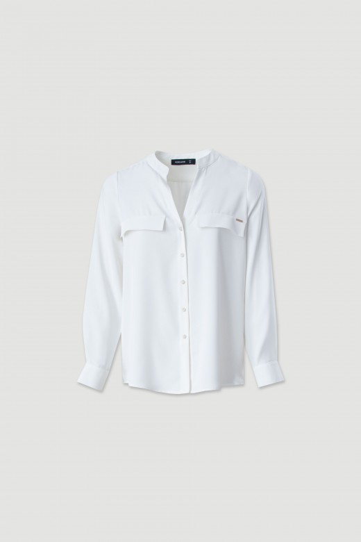 V-neck blouse with pocket detail