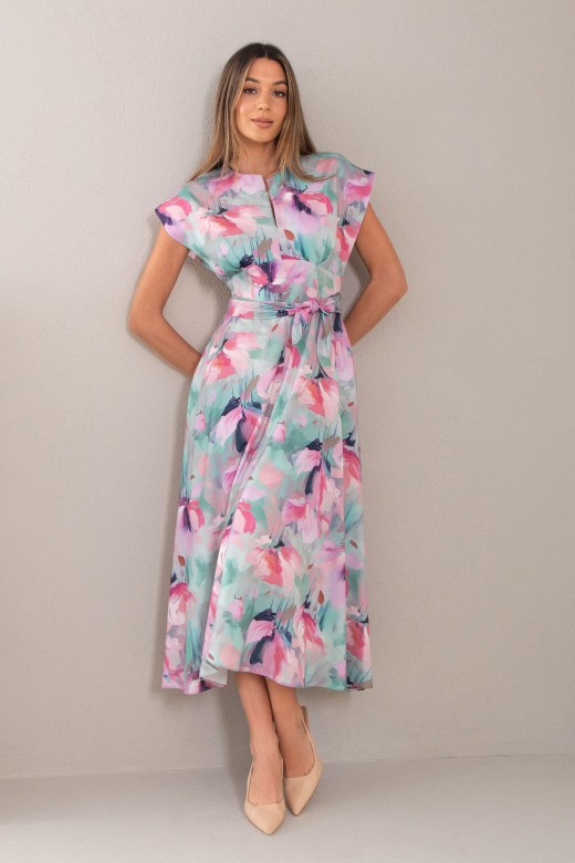 Vestido midi estampado cintado Vestido midi estampado cintado