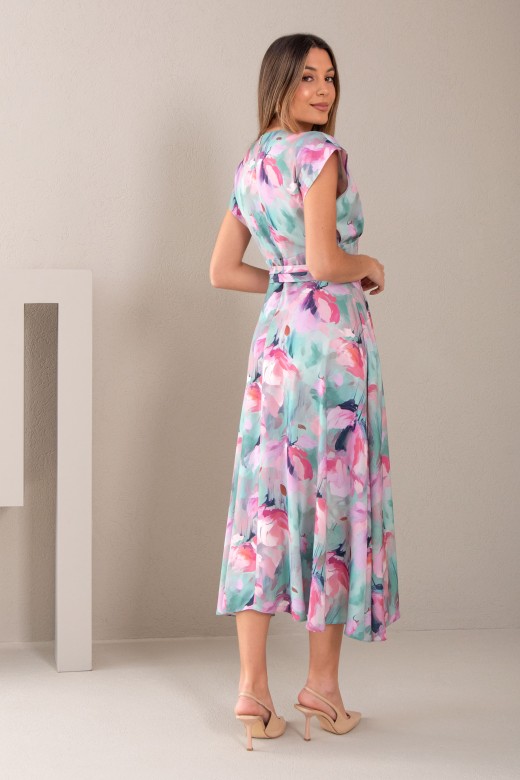 Vestido midi estampado cintado Vestido midi estampado cintado