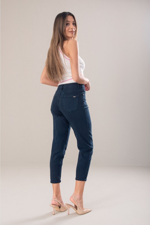 Mom fit jeans com mistura de algodo