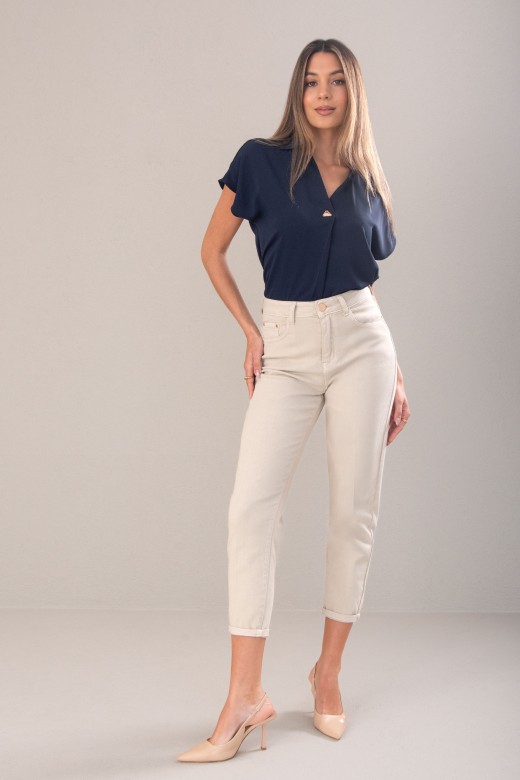 Jean mom fit avec mlange de coton