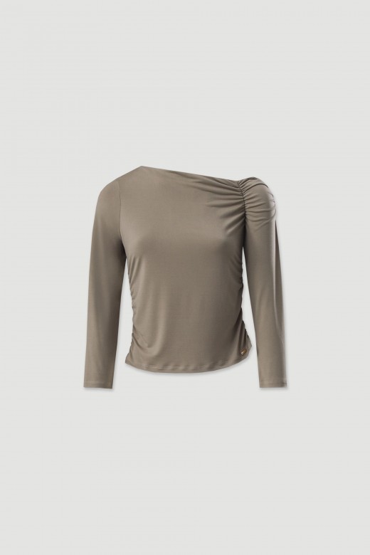 Camisola de malha com decote assimtrico