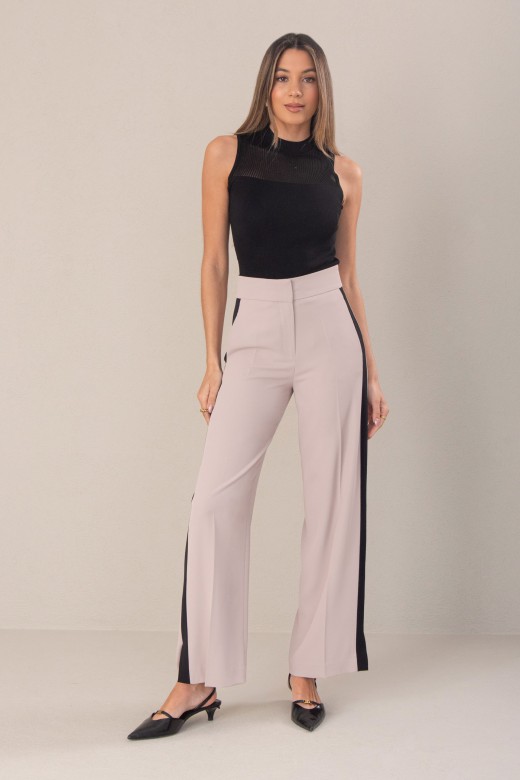 Cala wide leg com risca lateral