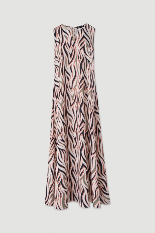 Vestido fludo estampado comprido