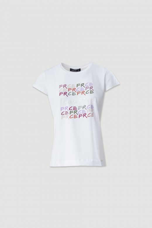 Basic t-shirt with lettering and transfers