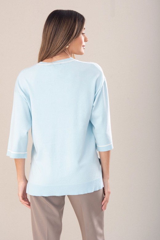 Camisola de malha fluida com detalhe de tira a contrastar