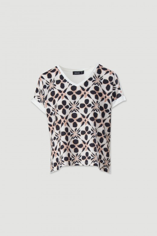 Camisola de malha estampada em bico