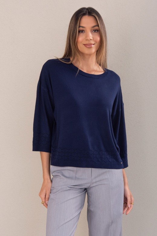 Camisola de malha fluida com detalhe perfurado
