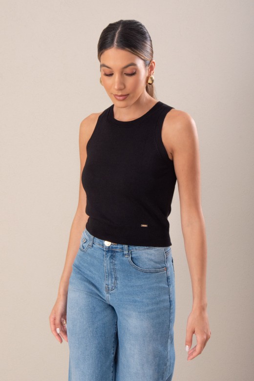 Top de malha bsico curto