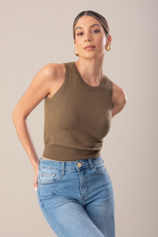 Top de malha bsico curto