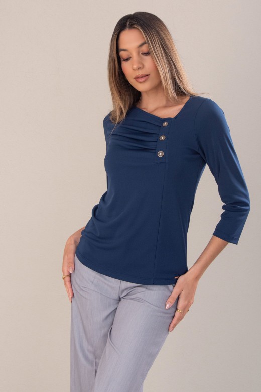 Pull en maille avec drap et boutons