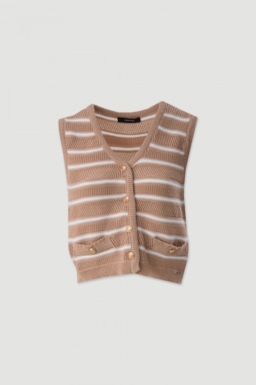 Gilet en maille tricote  rayures