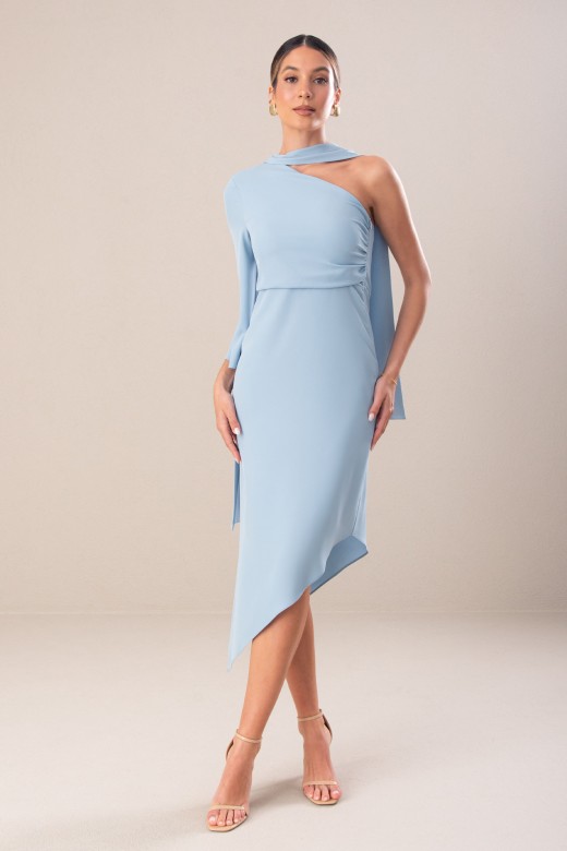 Vestido assimétrico com laçada Vestido assimétrico com laçada