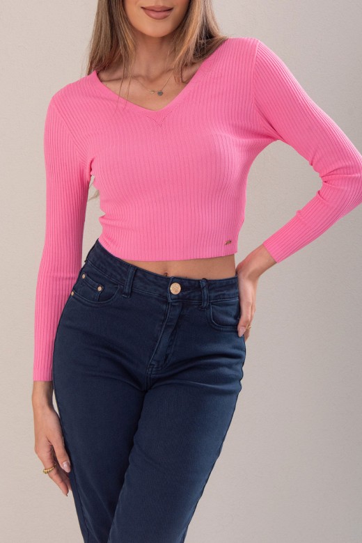 Pull court en maille ctele