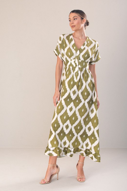 Long printed and cinched dress