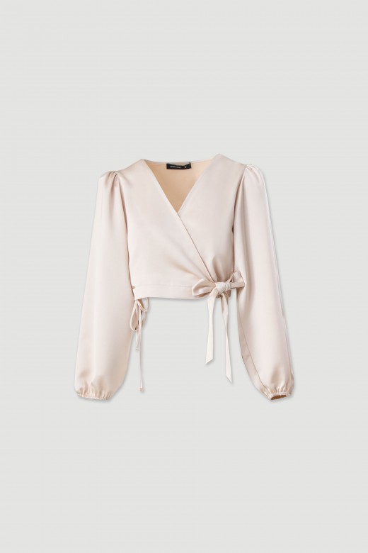 Blusa curta acetinada Blusa curta acetinada