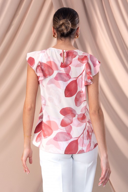 Blusa estampada com folho na manga