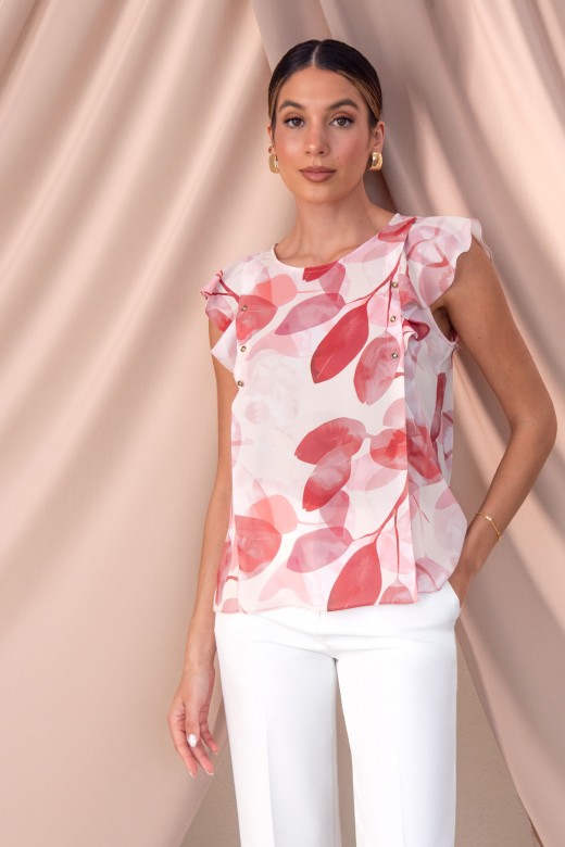 Blouse imprime avec volant sur la manche
