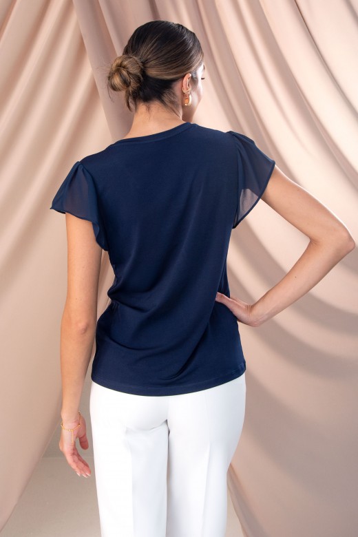 Blouse with ruffle sleeve in fabric