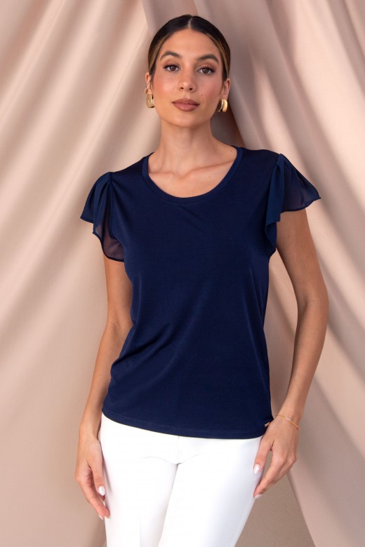 Blouse with ruffle sleeve in fabric