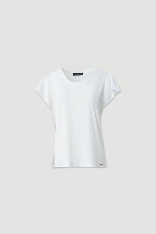 Blusa com folho na manga em tecido