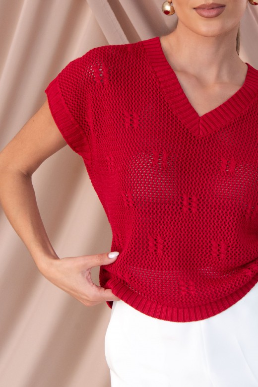 Camisola de malha perfurada com detalhe trabalhado